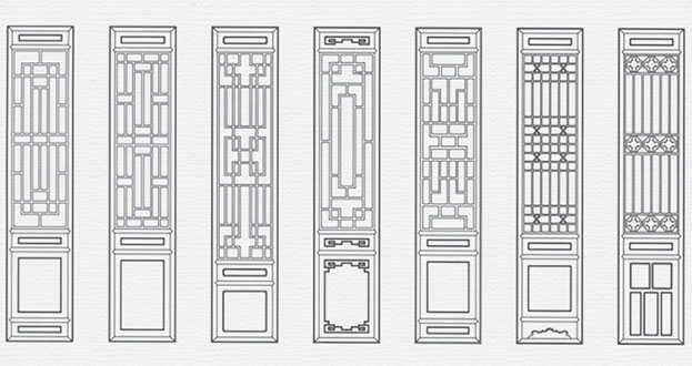 庆云常用中式仿古花窗图案隔断设计图